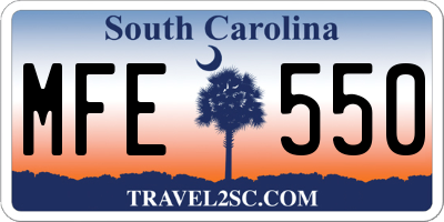 SC license plate MFE550