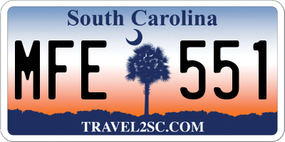 SC license plate MFE551