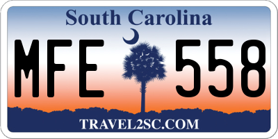 SC license plate MFE558