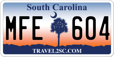 SC license plate MFE604