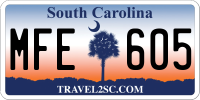 SC license plate MFE605