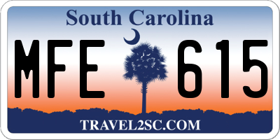 SC license plate MFE615