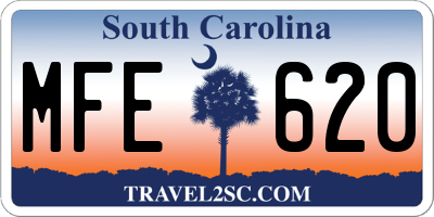 SC license plate MFE620