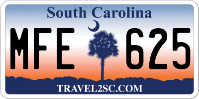 SC license plate MFE625