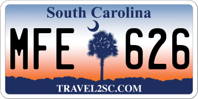 SC license plate MFE626