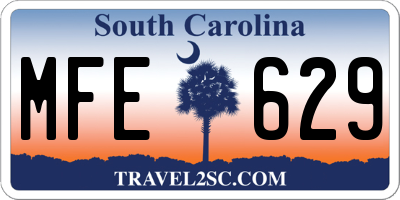 SC license plate MFE629
