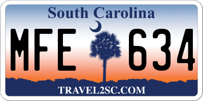 SC license plate MFE634