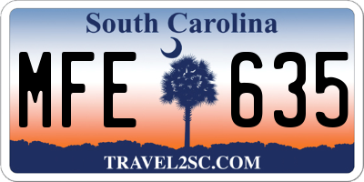 SC license plate MFE635