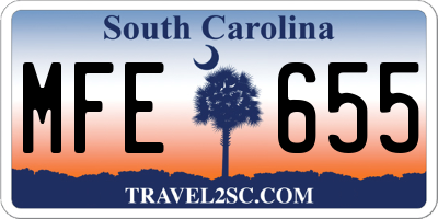 SC license plate MFE655