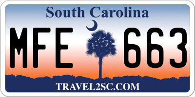 SC license plate MFE663
