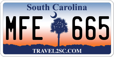 SC license plate MFE665