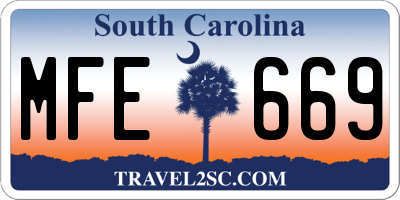 SC license plate MFE669