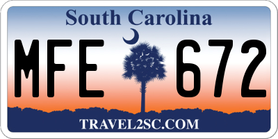 SC license plate MFE672