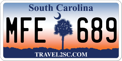 SC license plate MFE689
