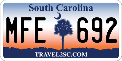 SC license plate MFE692