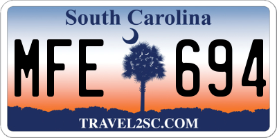 SC license plate MFE694