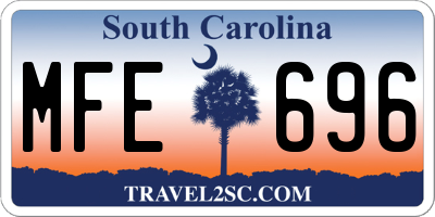 SC license plate MFE696