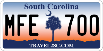 SC license plate MFE700