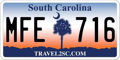 SC license plate MFE716