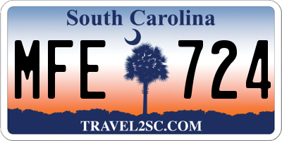 SC license plate MFE724