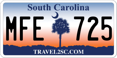 SC license plate MFE725