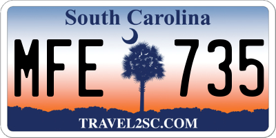 SC license plate MFE735