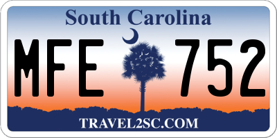SC license plate MFE752