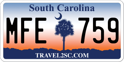 SC license plate MFE759