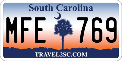 SC license plate MFE769