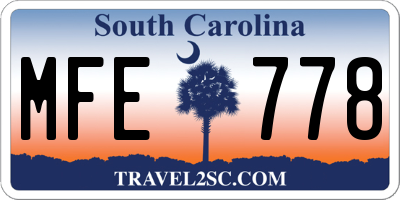 SC license plate MFE778