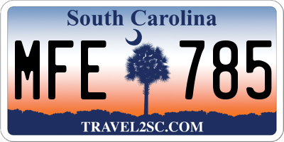 SC license plate MFE785