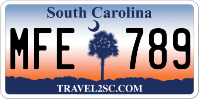 SC license plate MFE789
