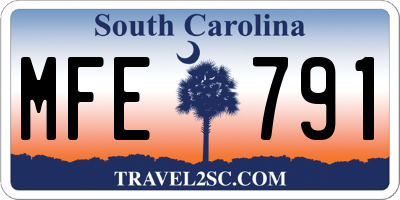 SC license plate MFE791