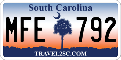 SC license plate MFE792