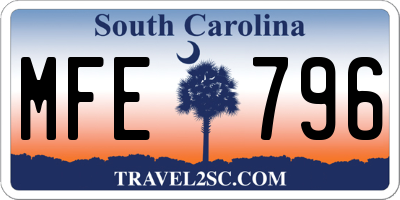SC license plate MFE796