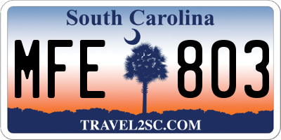 SC license plate MFE803