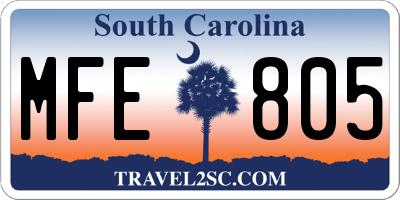 SC license plate MFE805