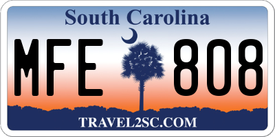SC license plate MFE808