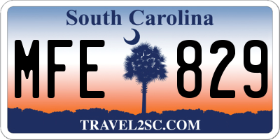 SC license plate MFE829