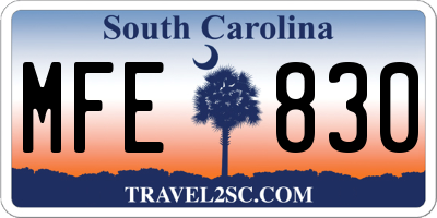 SC license plate MFE830
