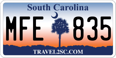 SC license plate MFE835