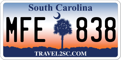 SC license plate MFE838