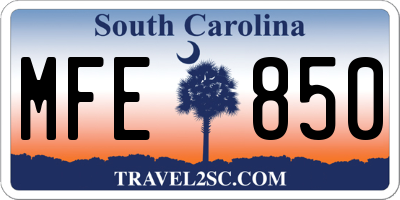 SC license plate MFE850