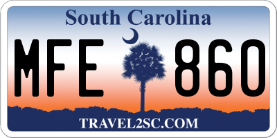 SC license plate MFE860