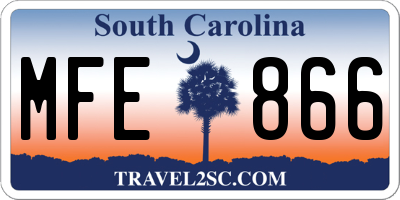 SC license plate MFE866