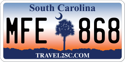 SC license plate MFE868