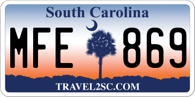 SC license plate MFE869