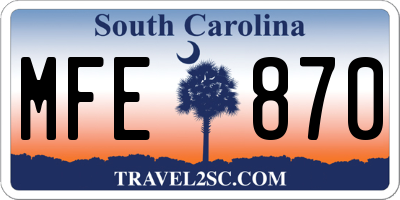 SC license plate MFE870