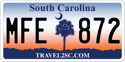 SC license plate MFE872