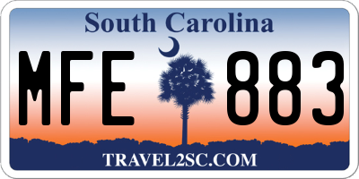 SC license plate MFE883